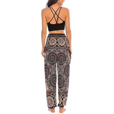 Foviel Boho Loose Round Geometric Pattern Harem Trousers Women's Yoga Pants