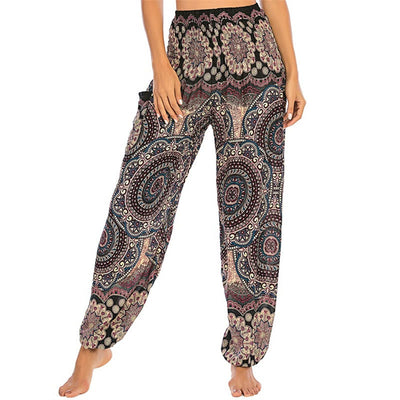 Foviel Boho Loose Round Geometric Pattern Harem Trousers Women's Yoga Pants