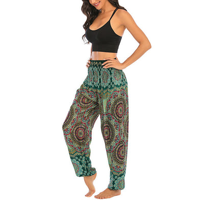 Foviel Boho Loose Round Geometric Pattern Harem Trousers Women's Yoga Pants