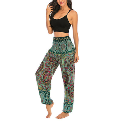 Foviel Boho Loose Round Geometric Pattern Harem Trousers Women's Yoga Pants