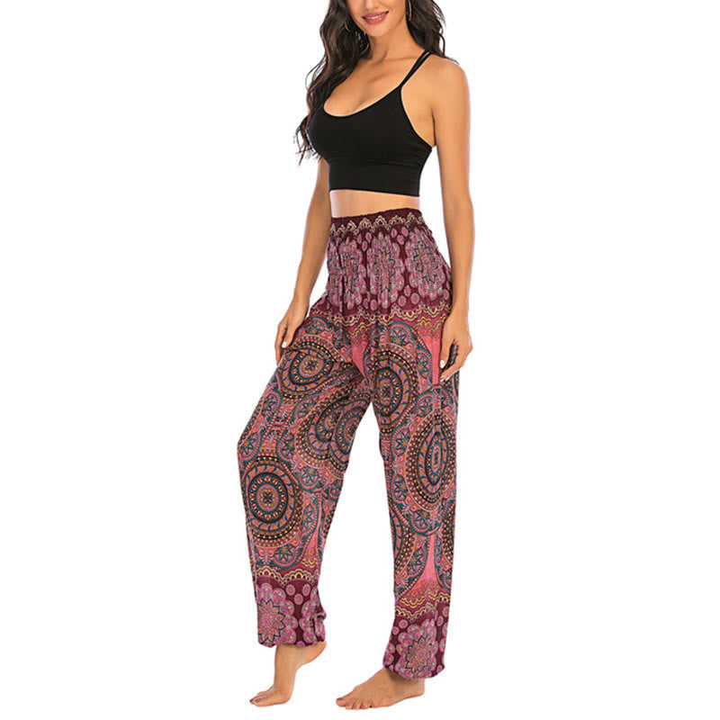 Foviel Boho Loose Round Geometric Pattern Harem Trousers Women's Yoga Pants