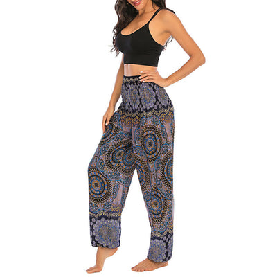 Foviel Boho Loose Round Geometric Pattern Harem Trousers Women's Yoga Pants