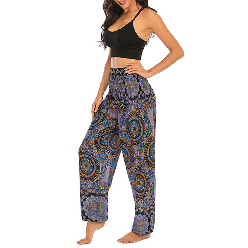 Foviel Boho Loose Round Geometric Pattern Harem Trousers Women's Yoga Pants