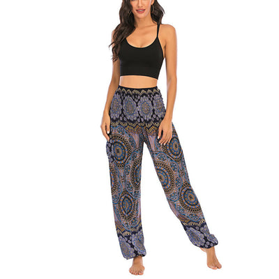 Foviel Boho Loose Round Geometric Pattern Harem Trousers Women's Yoga Pants
