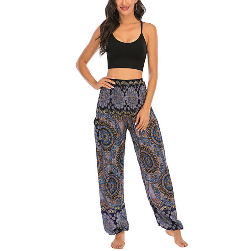 Foviel Boho Loose Round Geometric Pattern Harem Trousers Women's Yoga Pants