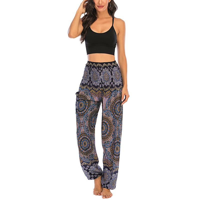 Foviel Boho Loose Round Geometric Pattern Harem Trousers Women's Yoga Pants
