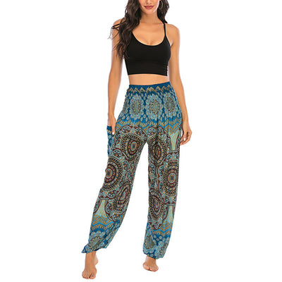 Foviel Boho Loose Round Geometric Pattern Harem Trousers Women's Yoga Pants
