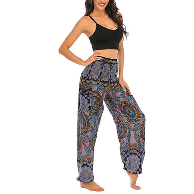 Foviel Boho Loose Round Geometric Pattern Harem Trousers Women's Yoga Pants