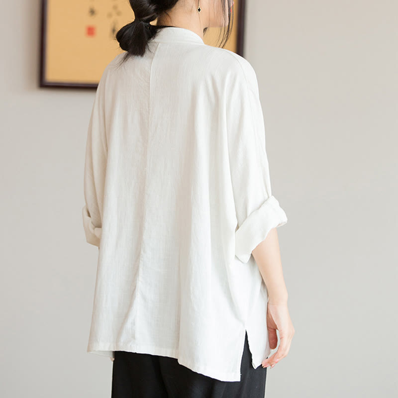Buddha Stones V-Neck Blouse Women Shirt Long Sleeve Top Chinese Hanfu Style Clothing - image 3