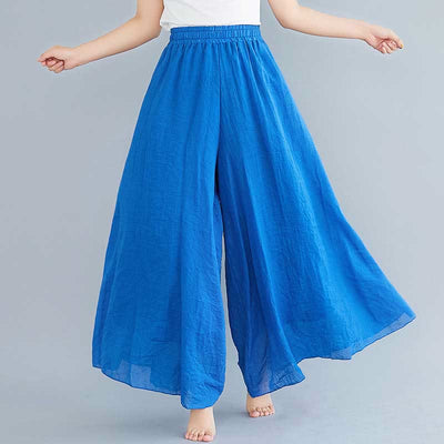 Buddha Stones Women Casual Loose Cotton Linen Wide Leg Pants For Yoga Dance - Royal Blue - US2，UK/AU6，EU34 (M) - image 38