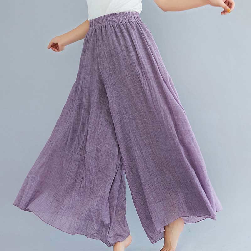 Buddha Stones Women Casual Loose Cotton Linen Wide Leg Pants For Yoga Dance - image 24
