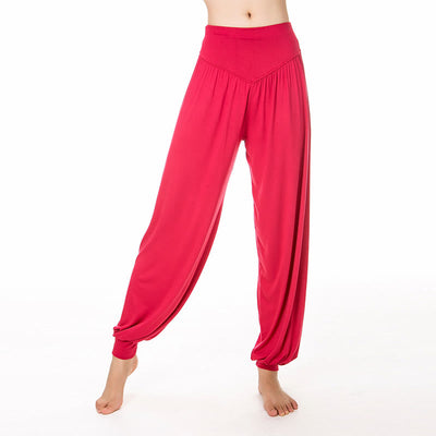 Foviel Solid Color Yoga Dance Long Harem Pants