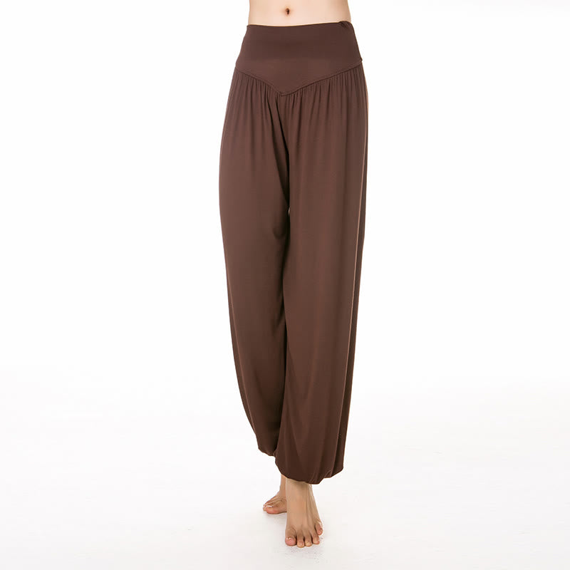 Foviel Solid Color Yoga Dance Long Harem Pants