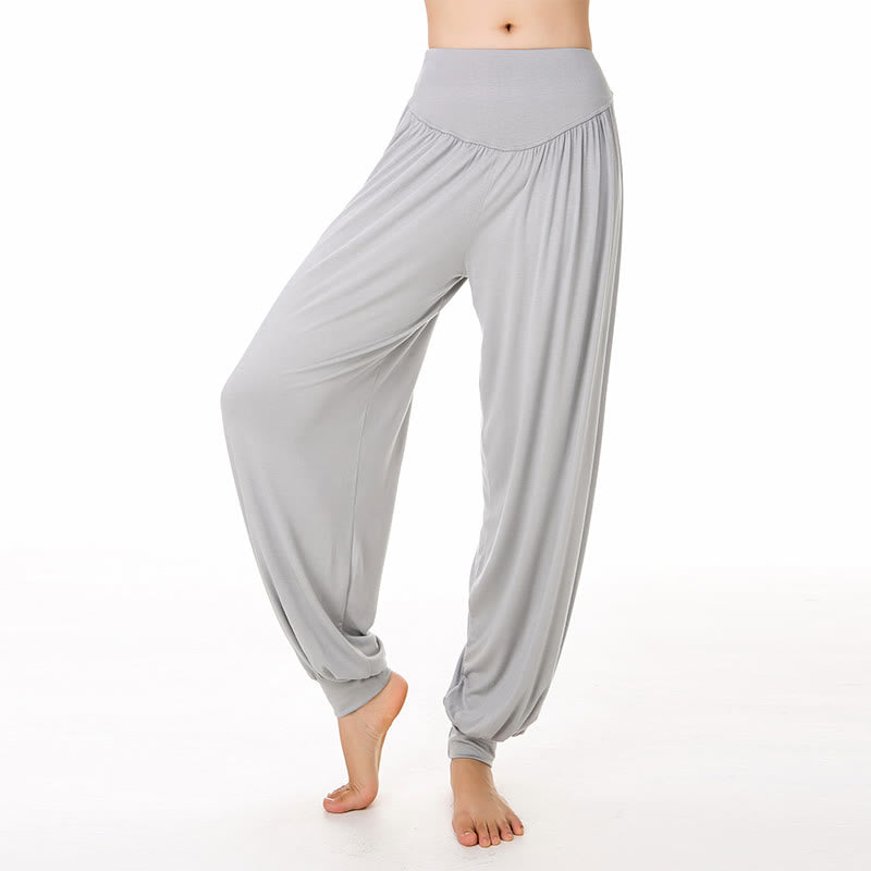 Foviel Solid Color Yoga Dance Long Harem Pants