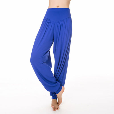 Foviel Solid Color Yoga Dance Long Harem Pants