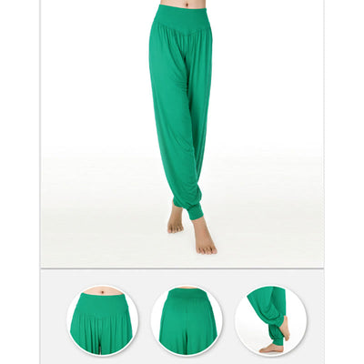 Foviel Solid Color Yoga Dance Long Harem Pants