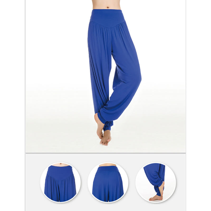Foviel Solid Color Yoga Dance Long Harem Pants