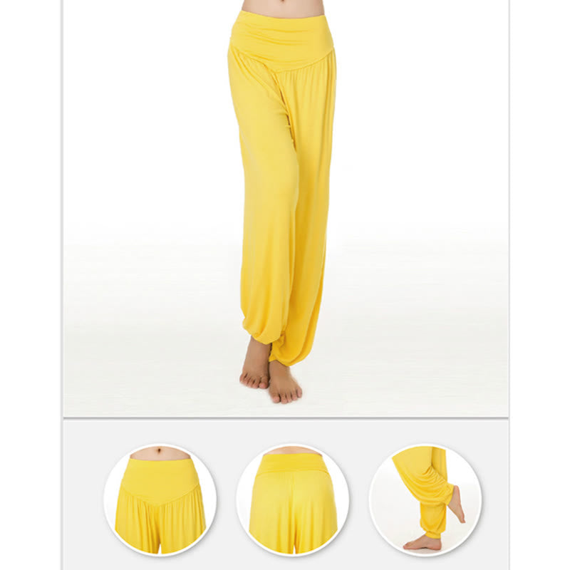 Foviel Solid Color Yoga Dance Long Harem Pants
