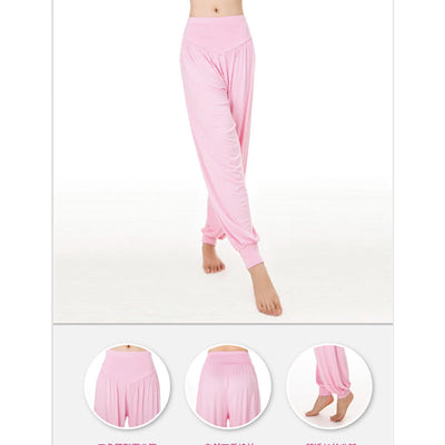Foviel Solid Color Yoga Dance Long Harem Pants