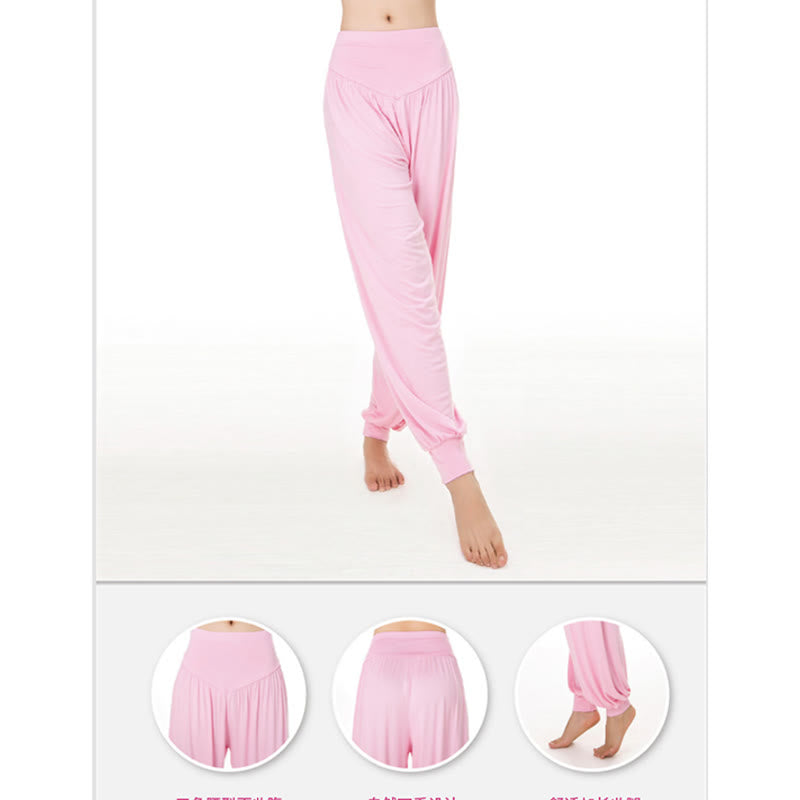 Foviel Solid Color Yoga Dance Long Harem Pants