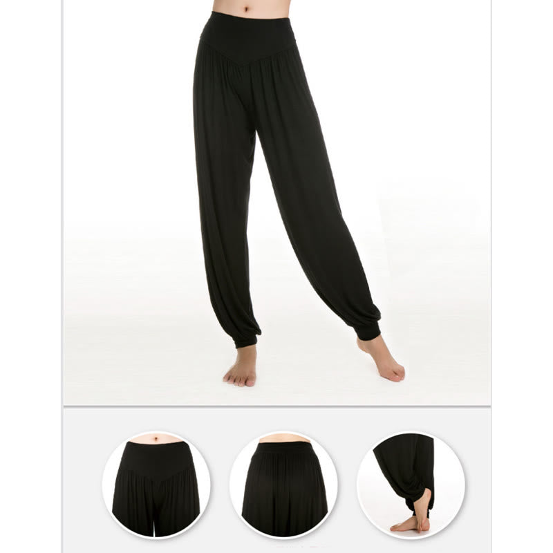 Foviel Solid Color Yoga Dance Long Harem Pants