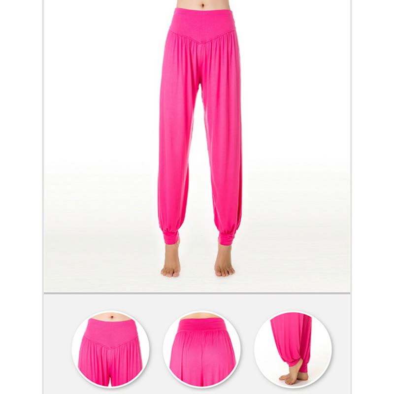Foviel Solid Color Yoga Dance Long Harem Pants