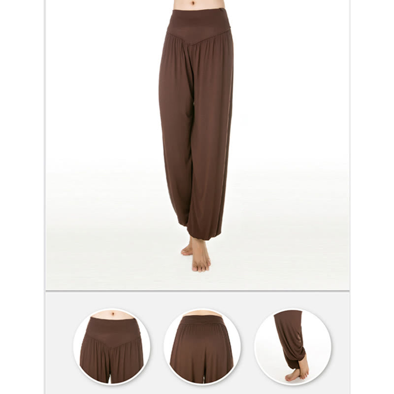 Foviel Solid Color Yoga Dance Long Harem Pants