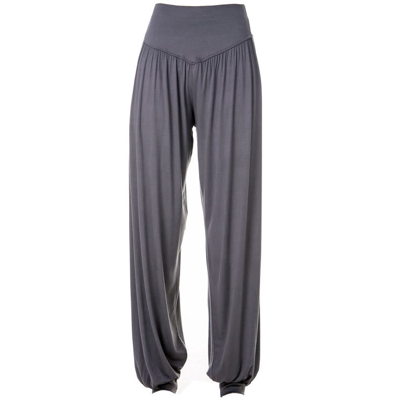 Foviel Solid Color Yoga Dance Long Harem Pants