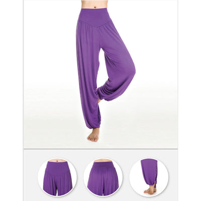 Foviel Solid Color Yoga Dance Long Harem Pants