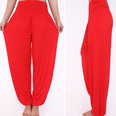 Foviel Solid Color Yoga Dance Long Harem Pants