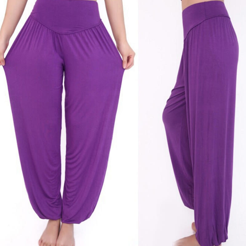 Foviel Solid Color Yoga Dance Long Harem Pants