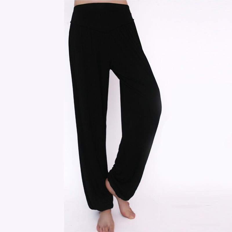 Foviel Solid Color Yoga Dance Long Harem Pants