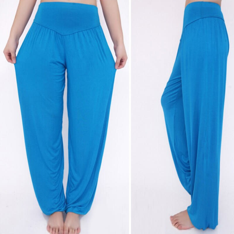 Foviel Solid Color Yoga Dance Long Harem Pants
