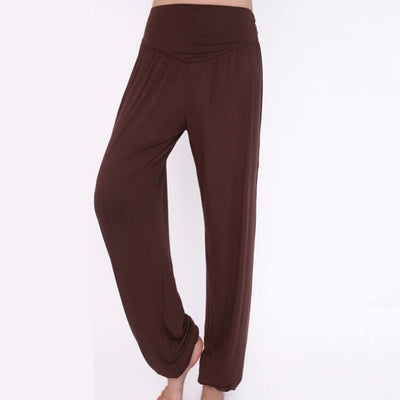 Foviel Solid Color Yoga Dance Long Harem Pants