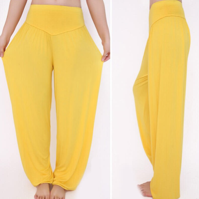 Foviel Solid Color Yoga Dance Long Harem Pants