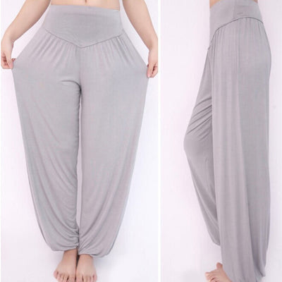 Foviel Solid Color Yoga Dance Long Harem Pants