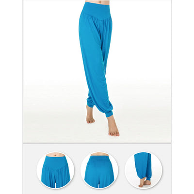 Foviel Solid Color Yoga Dance Long Harem Pants