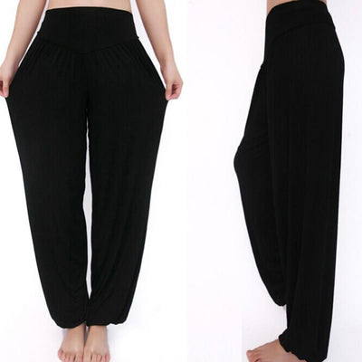 Foviel Solid Color Yoga Dance Long Harem Pants