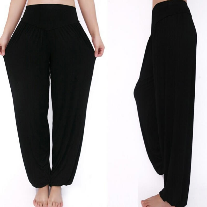 Foviel Solid Color Yoga Dance Long Harem Pants