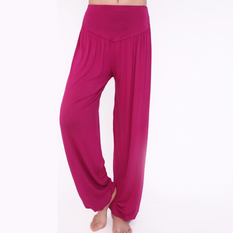 Foviel Solid Color Yoga Dance Long Harem Pants