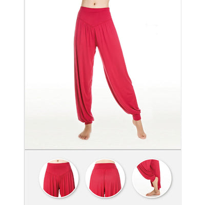 Foviel Solid Color Yoga Dance Long Harem Pants
