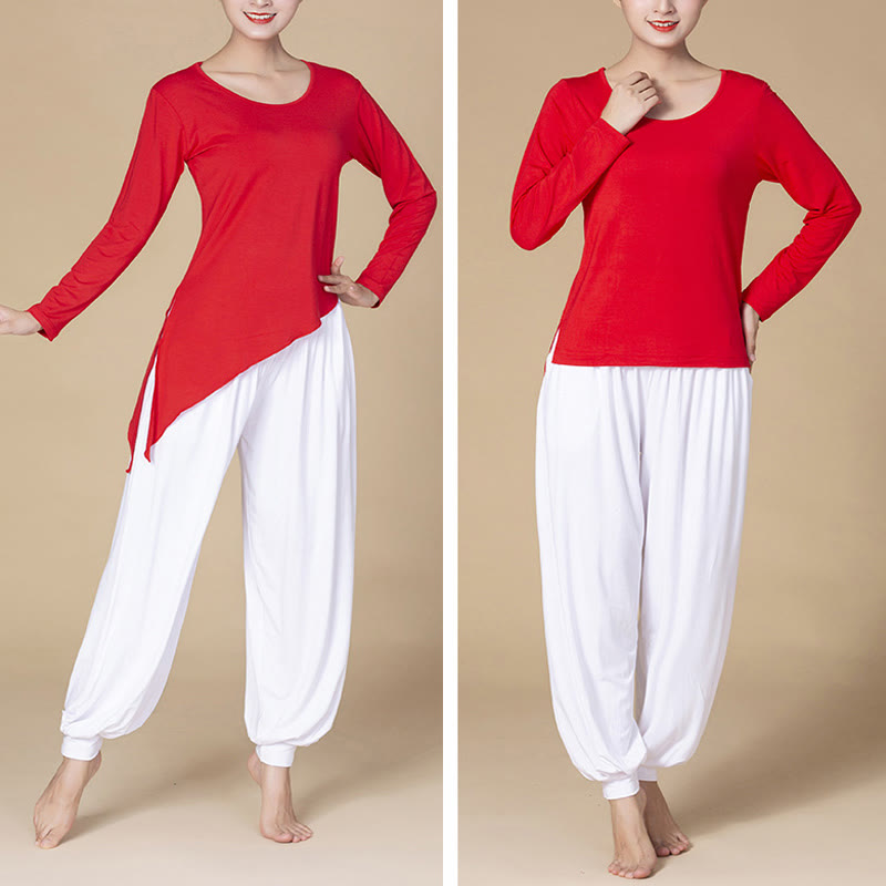 Foviel Solid Color Modal Yoga Dance High Waist Harem Pants With Pockets