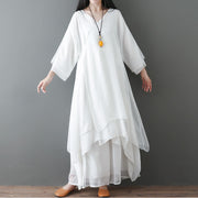 Robe tunique midi à col en V, pantalon large, tenue de méditation, de pratique zen et de danse Foviel