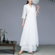 Robe midi style Hanfu Foviel, pantalon large, vêtements pour méditation, pratique zen, yoga et danse