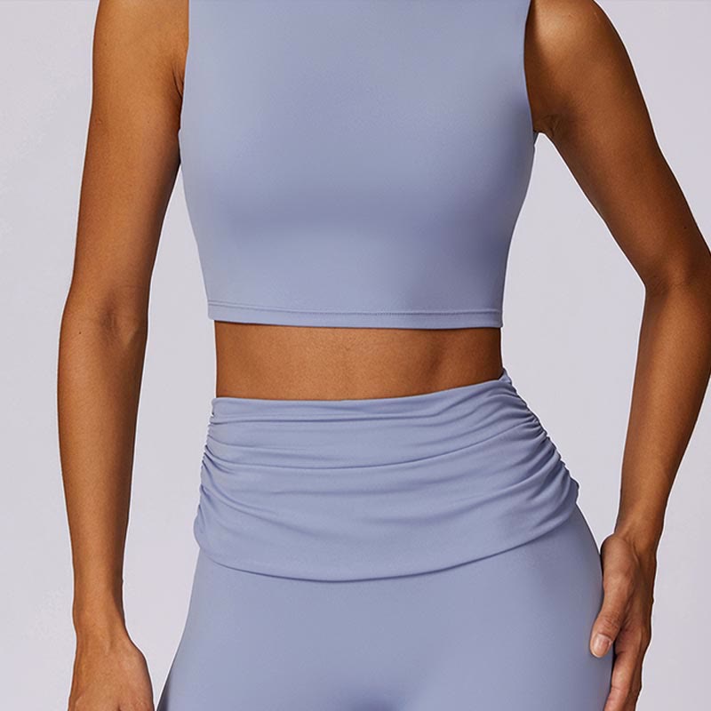 Foviel Sleeveless Backless Strap Tank Top Bra Flared Pants Sports Fitness Yoga