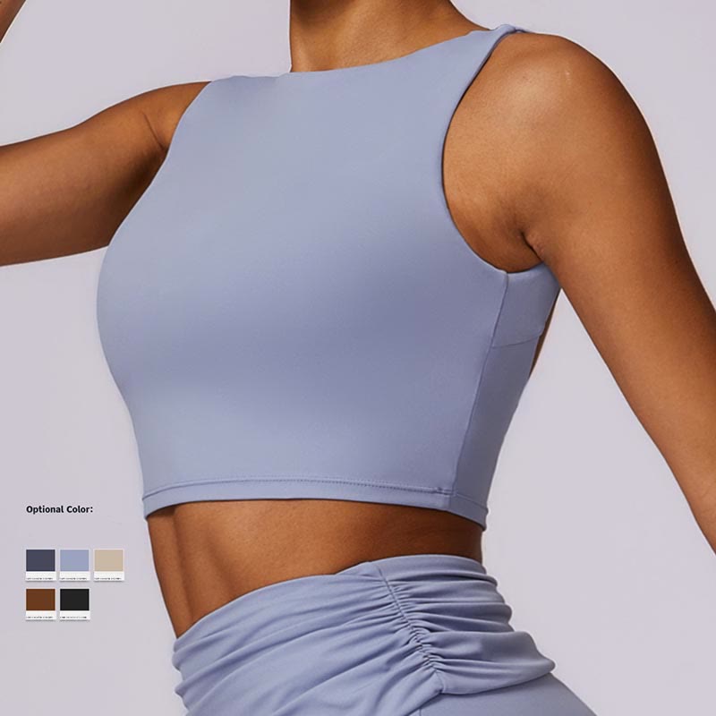Foviel Sleeveless Backless Strap Tank Top Bra Flared Pants Sports Fitness Yoga