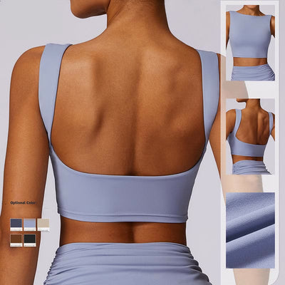 Foviel Sleeveless Backless Strap Tank Top Bra Flared Pants Sports Fitness Yoga