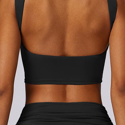Foviel Sleeveless Backless Strap Tank Top Bra Flared Pants Sports Fitness Yoga