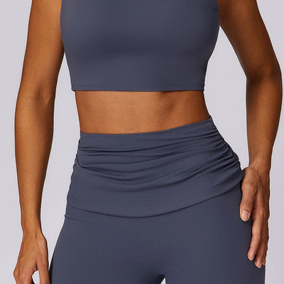 Foviel Sleeveless Backless Strap Tank Top Bra Flared Pants Sports Fitness Yoga