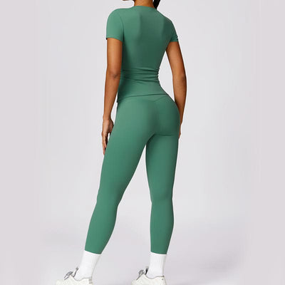 Buddha Stones Women Short Sleeve T-Shirt Top High Waist Leggings Pants For Sports Yoga - image 34